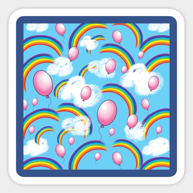 rainbow, balls and clouds Sticker by sonaart